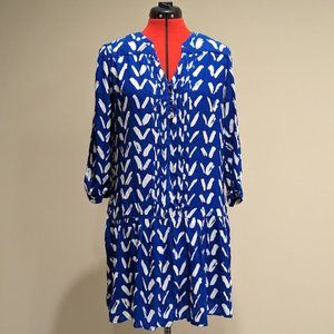 Anthropologie Maeve Blue & White Drop Waist Dress Women's Size Medium